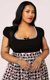 Hell Bunny Gracie Top in Black plus size