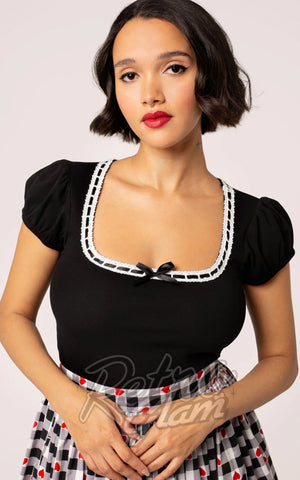 Hell Bunny Gracie Top in Black