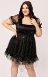 Hell Bunny Infinity Mini Dress in Black curvy stars