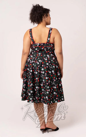 Hell Bunny Isobel Dress in Strawberry Print plus sized back