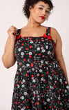 Hell Bunny Isobel Dress in Strawberry Print plus sized fabric