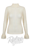 Hell Bunny Maude Top in Ivory victorian
