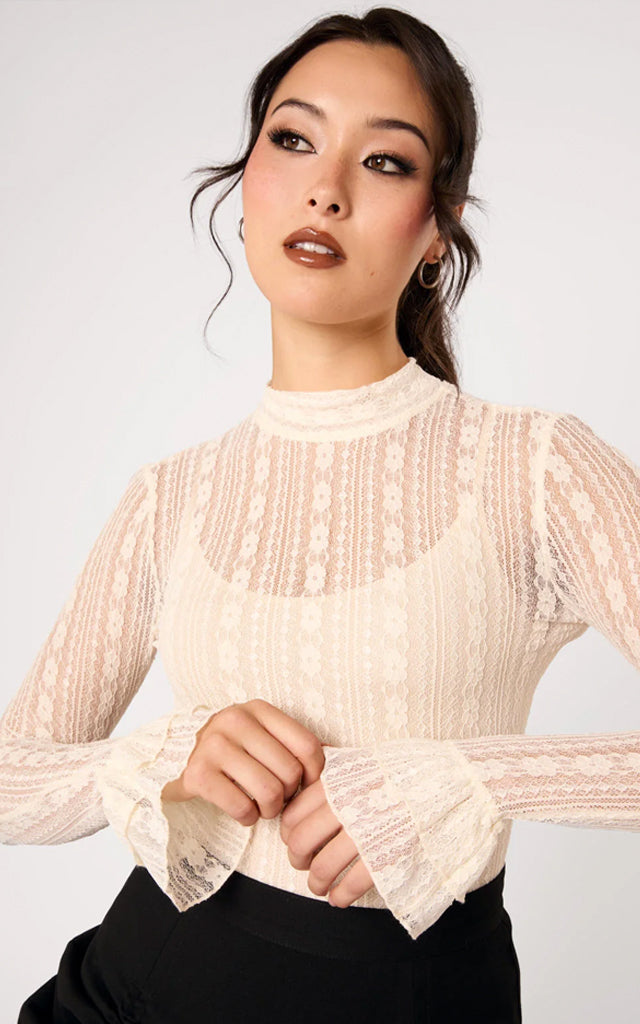 Hell Bunny Maude Top in Ivory - Pre-Order