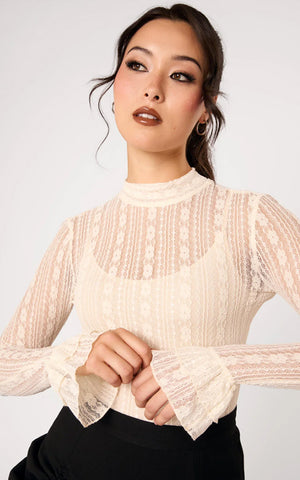 Hell Bunny Maude Top in Ivory