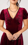 Hell Bunny Medusa Dress in Burgundy detail