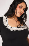 Hell Bunny Moira Lace Trim Dress collar detail
