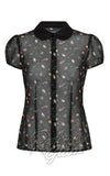 Hell Bunny Natalie Holiday Print Blouse detail