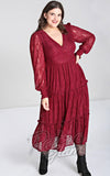 Hell Bunny Rhea Dress in Burgundy Lace plus size