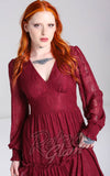 Hell Bunny Rhea Dress in Burgundy Lace detail