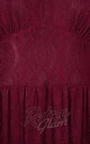 Hell Bunny Rhea Dress in Burgundy Lace waistband
