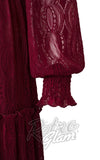 Hell Bunny Rhea Dress in Burgundy Lace sleeve