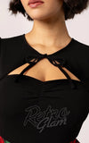 Hell Bunny Priscilla Top In Black detail