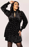 Hell Bunny Vela Dress in Silver Stars on Black plus sized