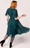 Hell Bunny Venom Mid Dress in Dark Green back