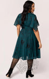 Hell Bunny Venom Mid Dress in Dark Green plus size back