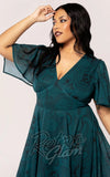 Hell Bunny Venom Mid Dress in Dark Green plus size detail