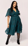 Hell Bunny Venom Mid Dress in Dark Green plus size