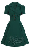 Hell Bunny Vera Lynn Dress in Green plus sized detail