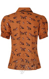 Hell Bunny Vixey Blouse in Brown detail back