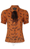 Hell Bunny Vixey Blouse in Brown detail