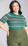 Hell Bunny Vixey Jumper in Green plus sized