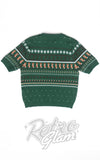 Hell Bunny Vixey Jumper in Green detail fair isle