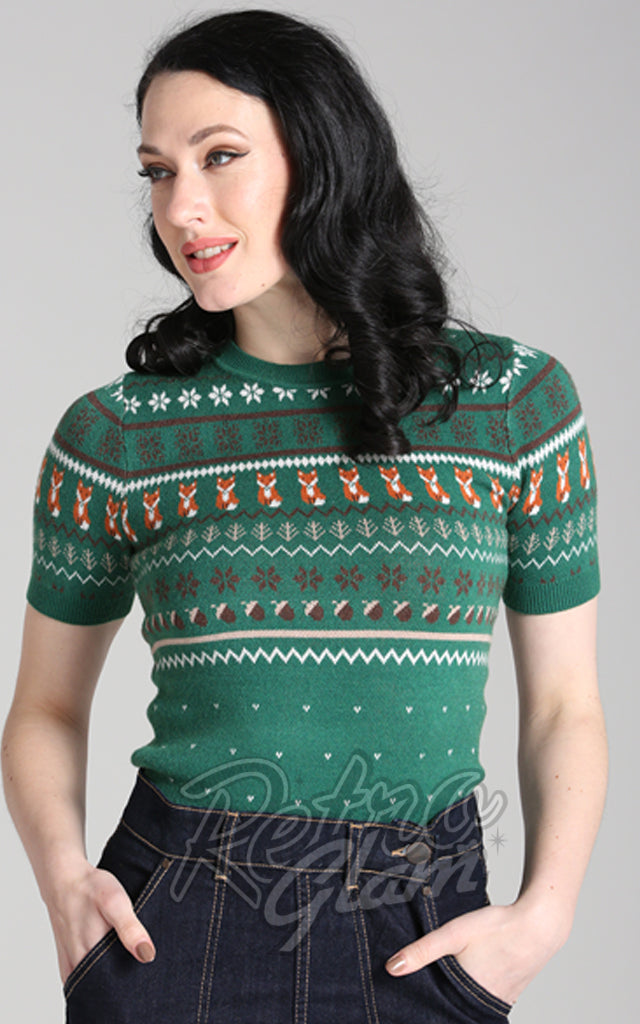 Hell Bunny Vixey Jumper in Green - L left only