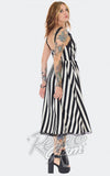 Jawbreaker Black & Ivory Striped Midi Dress back