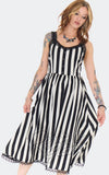 Alternative fashion striped midi dress
