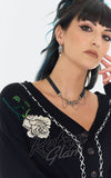 Jawbreaker White Rose Embroidered Oversized Cardigan detail