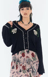 Jawbreaker White Rose Embroidered Oversized Cardigan