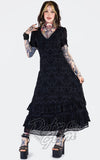 Jawbreaker Devore Ruffle Hem Maxi Dress in Black