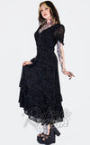 Jawbreaker Devore Ruffle Hem Maxi Dress in Black gothic