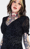 Jawbreaker Devore Ruffle Hem Maxi Dress in Black neckline