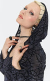 Jawbreaker Thorn Burnout Velvet Dress hood