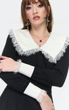 Jawbreaker Oversized Collar Dress with Lace Trim detail