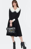 Jawbreaker Oversized Collar Dress with Lace Trim