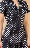 LA Soul Button Up Mini Dress in Black & White Polka detail