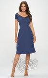 LA Soul Navy Polka Dot Peasant Dress pinup