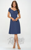 LA Soul Navy Polka Dot Peasant Dress