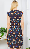 LA Soul Tie Waist Tunic Dress in Planets Print back