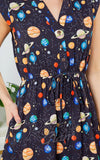 LA Soul Tie Waist Tunic Dress in Planets Print detail