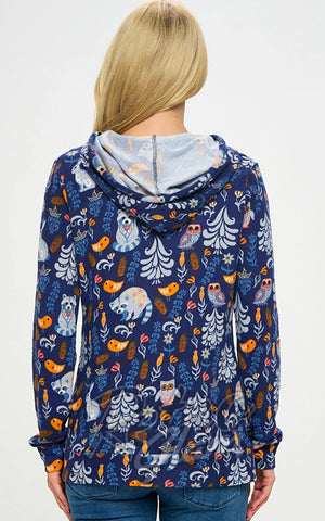 LA Soul Hoodie in Raccoon & Friends Print back