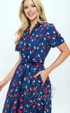 LA Soul Shirt Dress in Strawberry Print detail