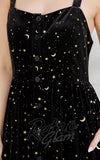 LA Soul Golden Moon Star Smocked Cami Dress in Black Velvet detail