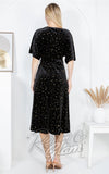 LA Soul Golden Moon Star Velvet Wrap Dress in Black back