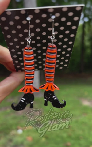 Lipstick & Chrome Orange Bewitching Booties Earrings witch