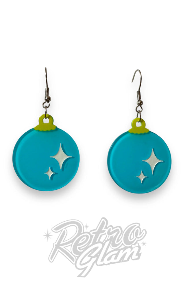 Lipstick & Chrome Christmas Bauble Drop Earrings