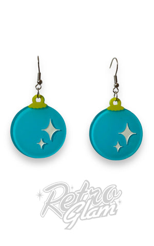 Lipstick & Chrome Christmas Bauble Drop Earrings