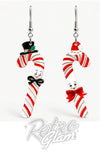 Lipstick & Chrome Candy Cane Couple Earrings